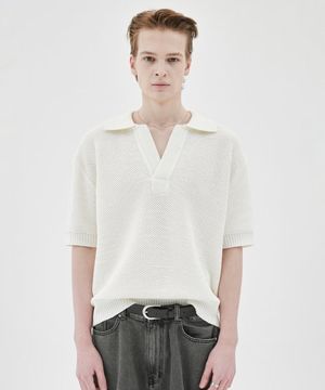 청키 크롭 카라 니트 (아이보리)