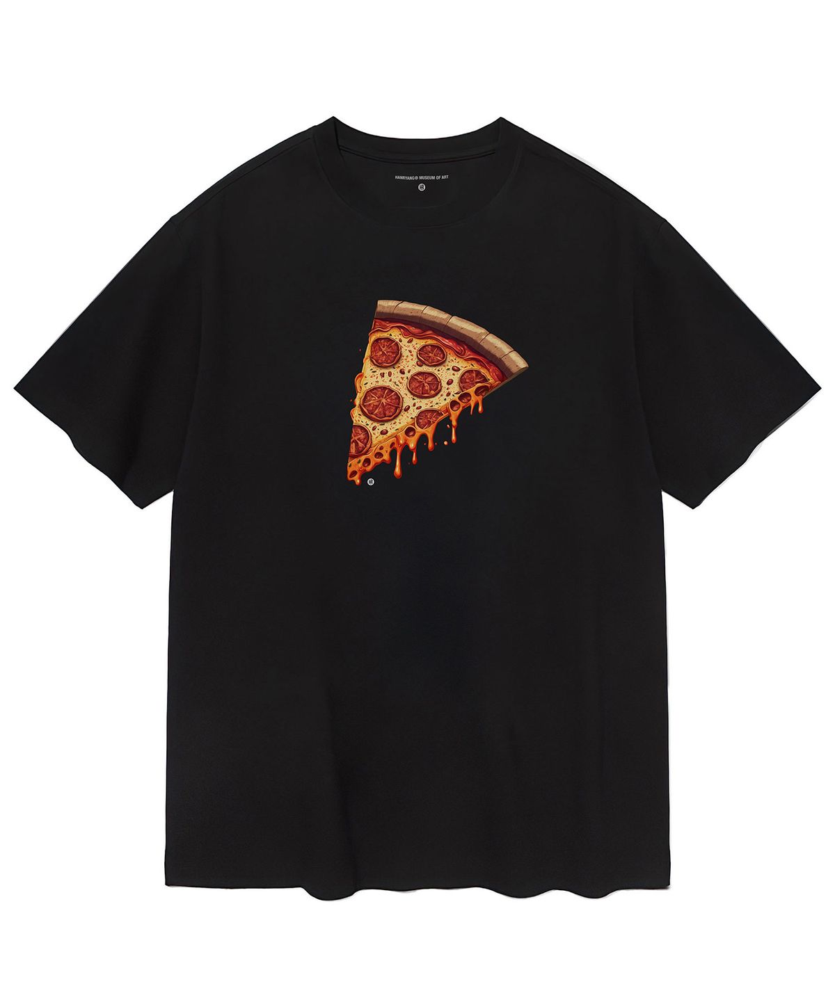 한량 컬렉티브(HANRYANG COLLECTIVE) HR® delicious slice of pepperoni pizza 피자 블랙 반팔 티셔츠
