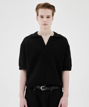 청키 크롭 카라 니트 (블랙)