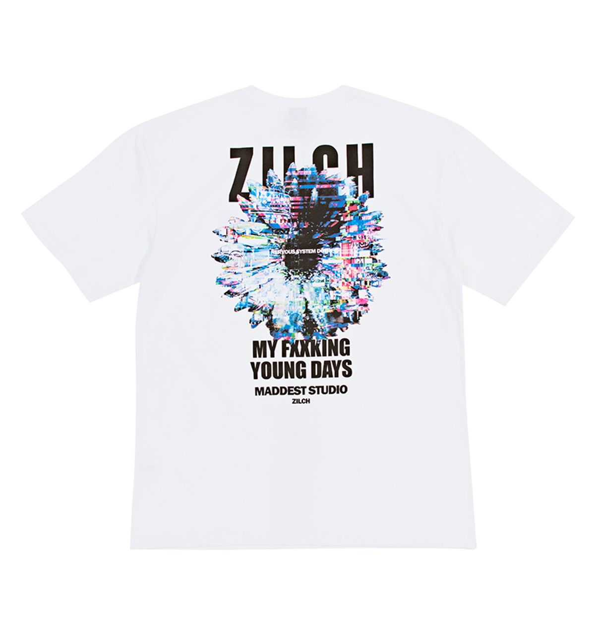 질츠(ZILCH) 노이즈 플라워 반팔 티셔츠 화이트