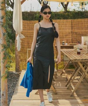 A3454 슬릿 H라인 원피스_Black