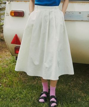 P3162 시어서커 미디 스커트_Cream