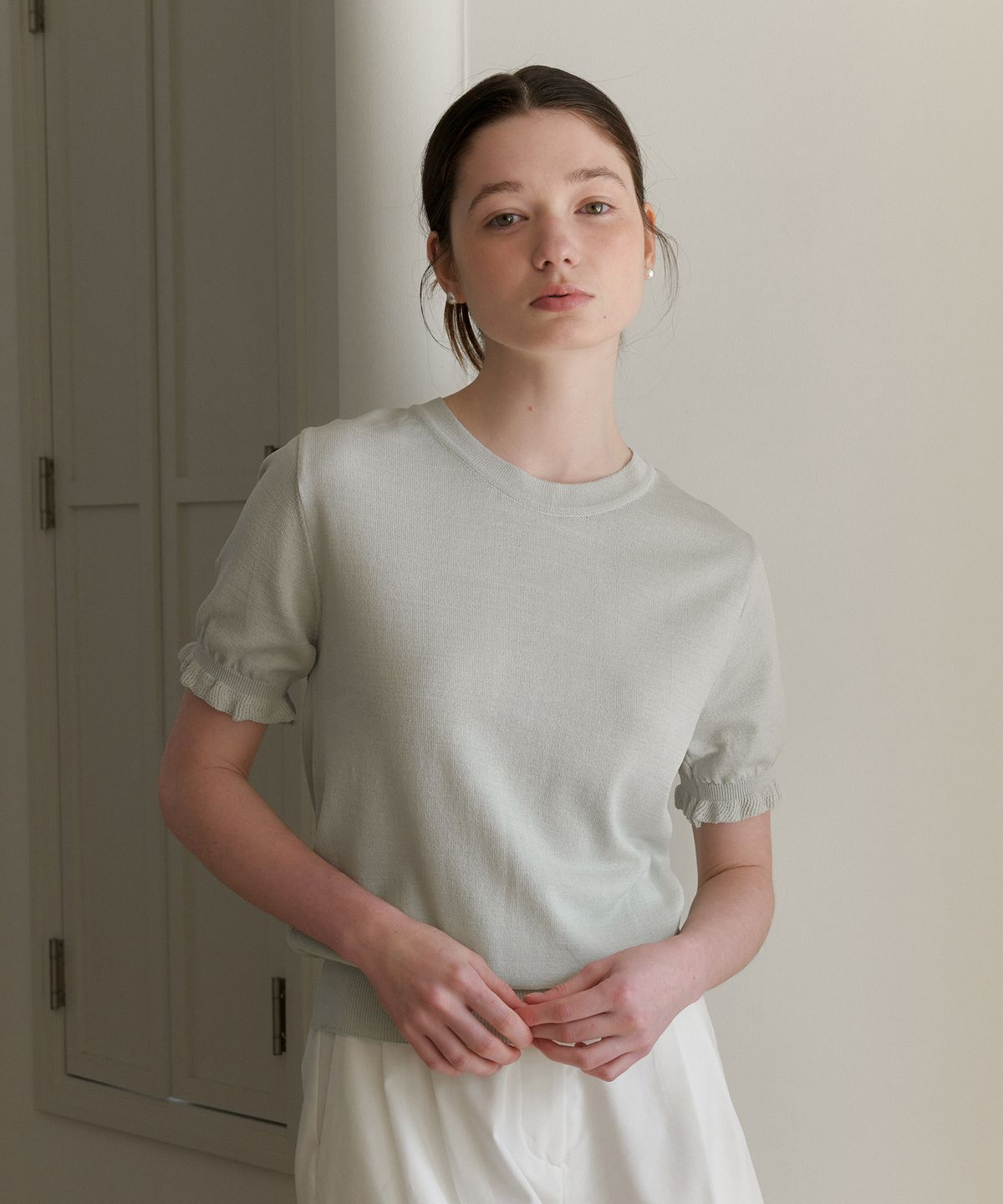 엽페(YUPPE) FRILL ROUND KNIT_MINT