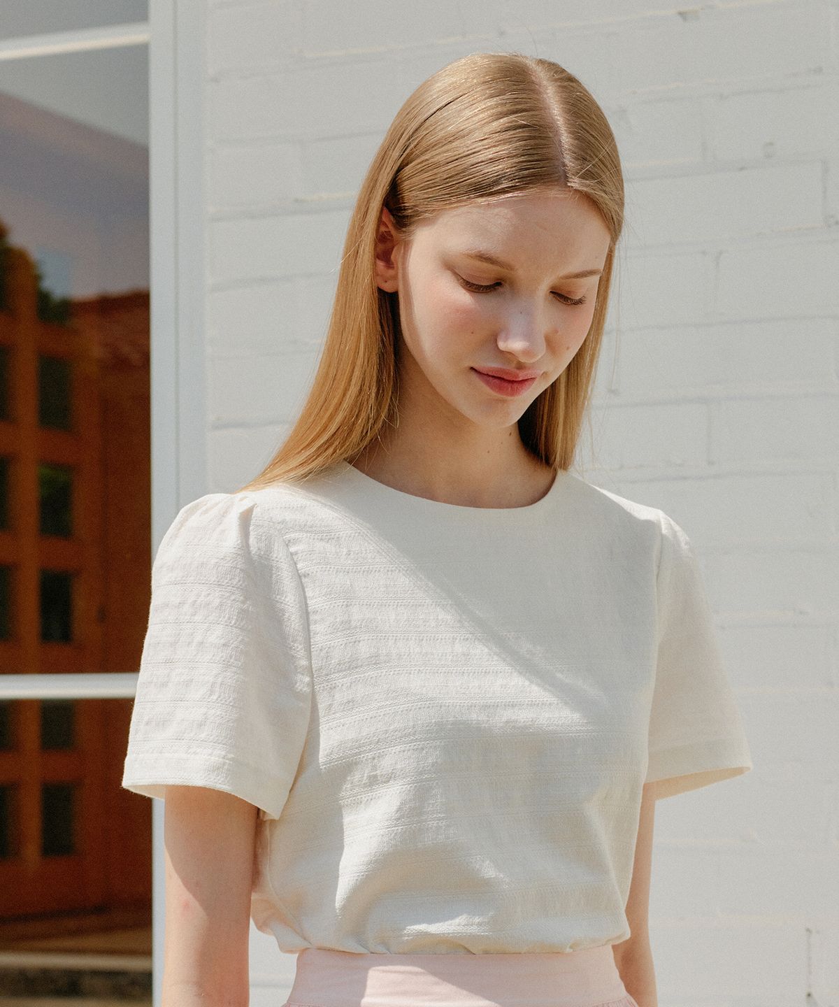 엽페(YUPPE) JACQUARD LINEN SHIRT_WHITE