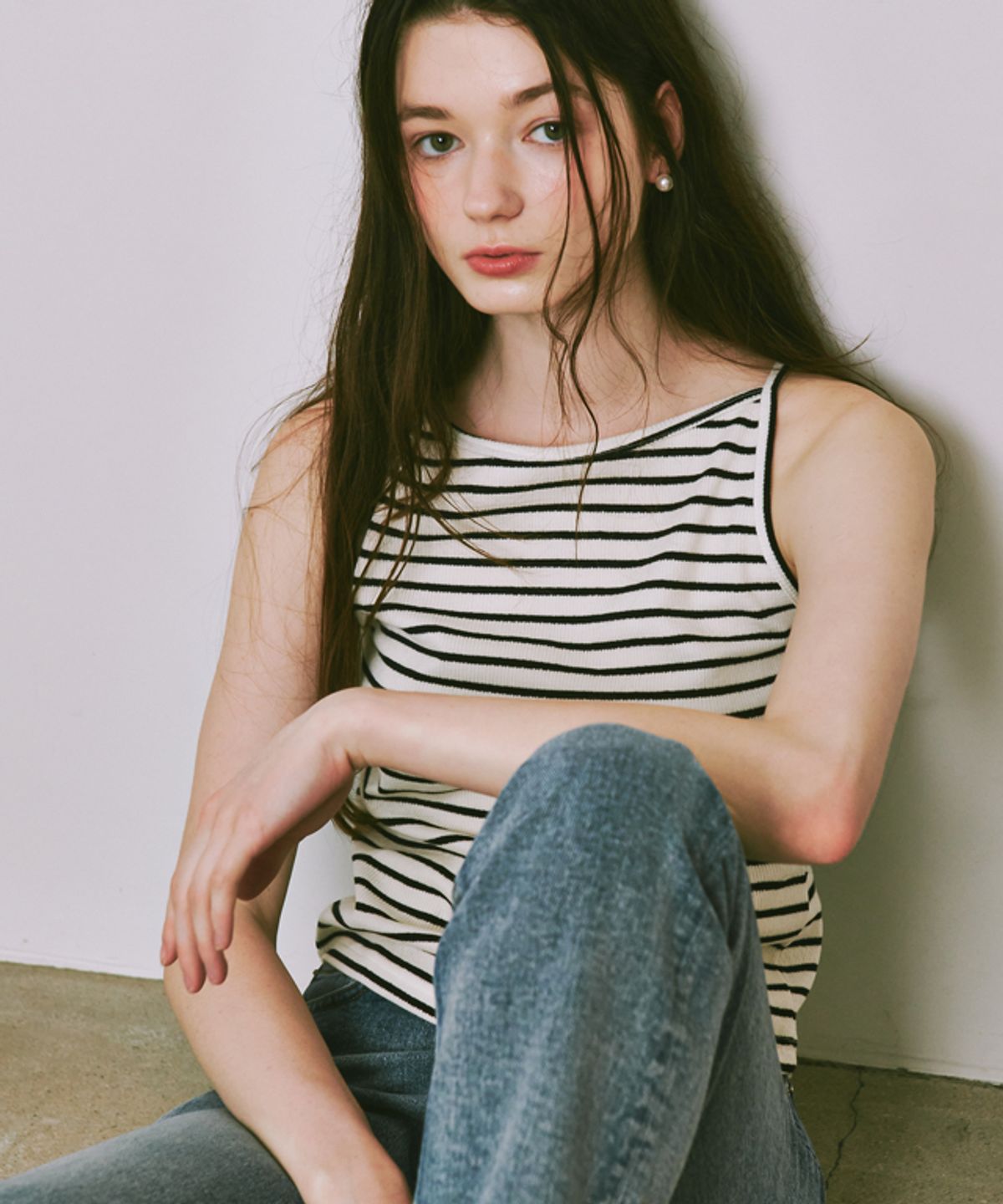 론론(RONRON) BOATNECK SLEEVELESS BLACK STRIPE