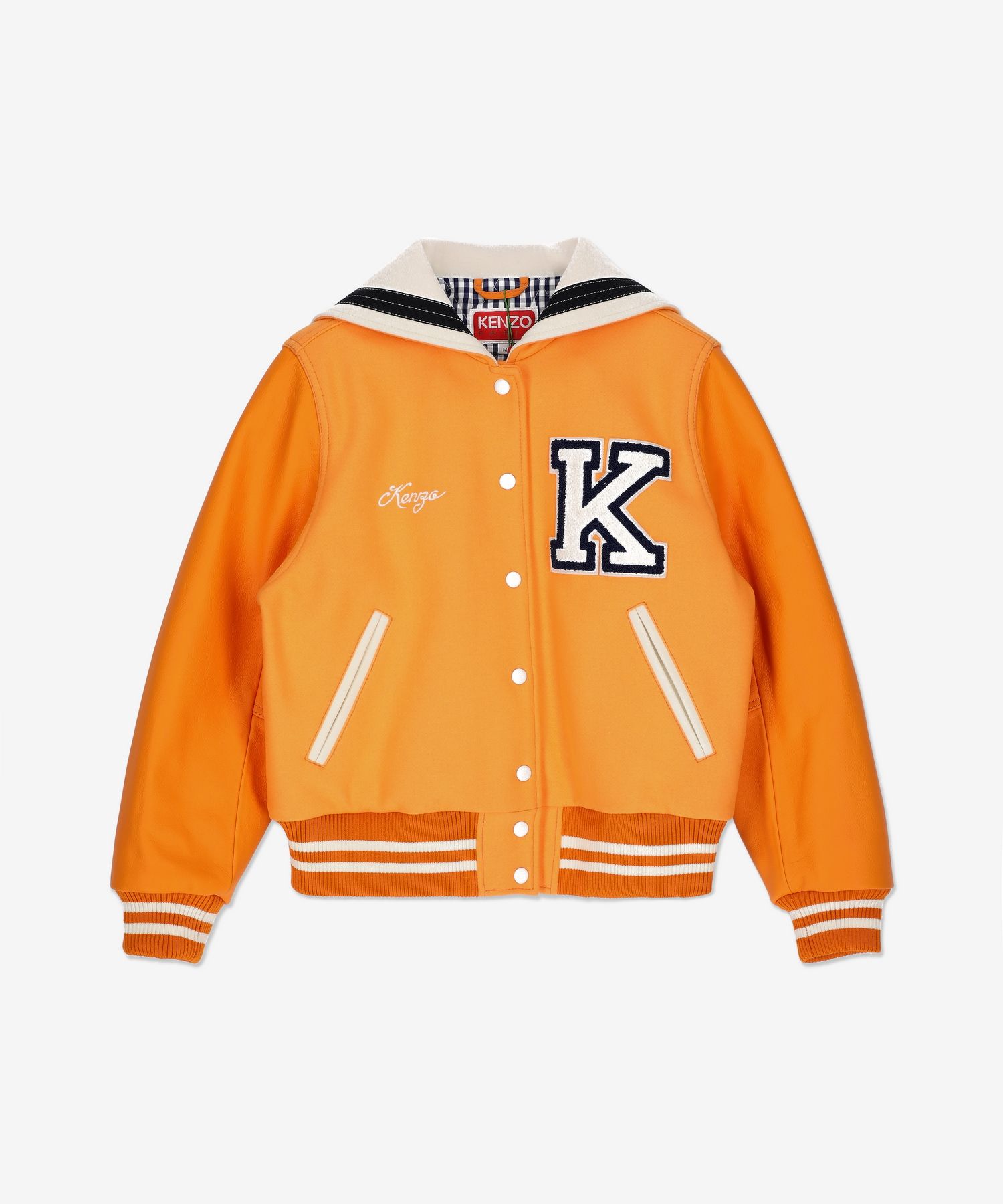 ★KENZO★ Logo Embroidered Bomber Jacket Orange FD52BL1609ON MUSINSA | KENZO Logo Embroidered Bomber Jacket - Orange