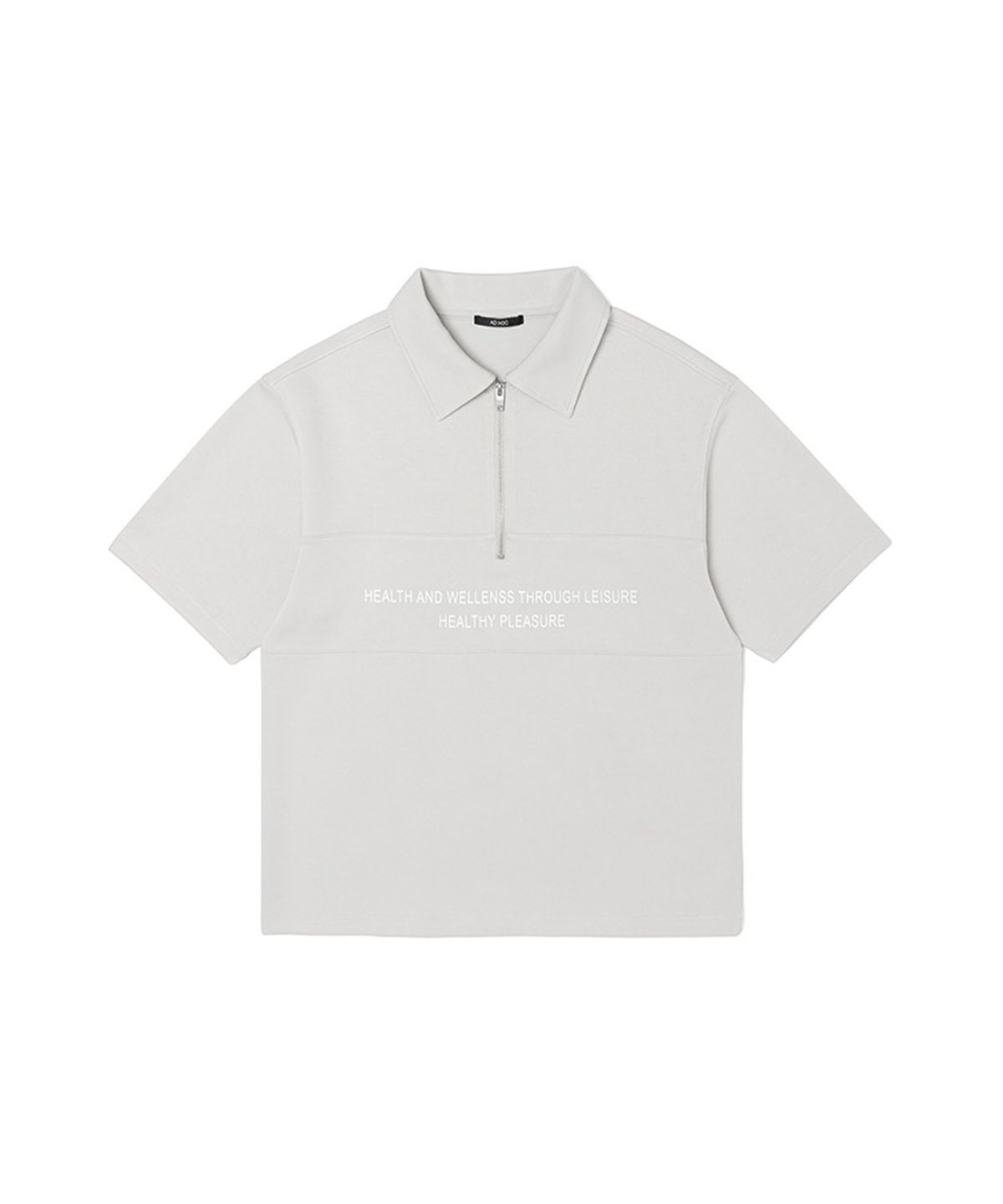 애드호크(ADHOC) 반집업 카라 자수 티셔츠 (BEIGE) (HZ5ST81-25)