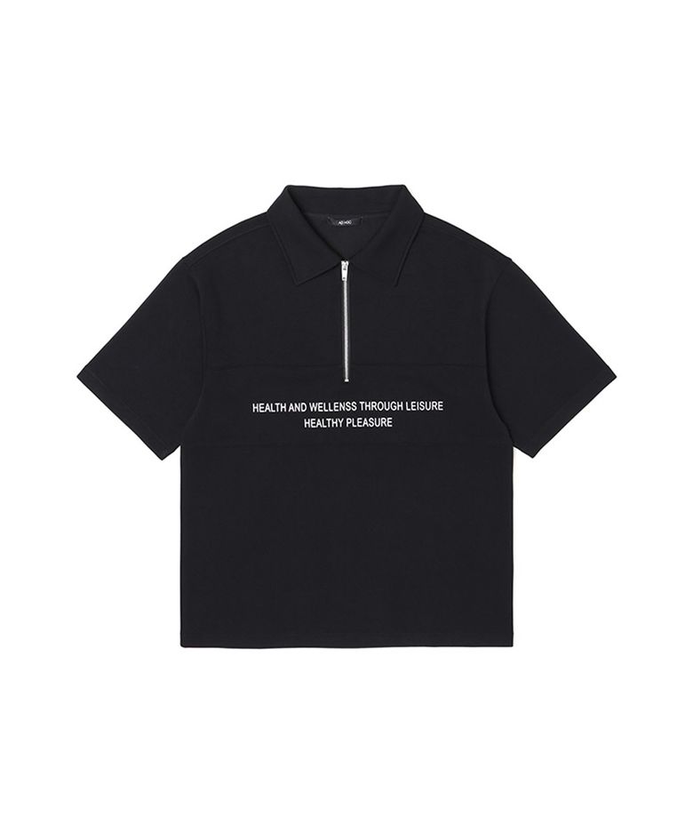 반집업 카라 자수 티셔츠 (BLACK) (HZ5ST81-39)