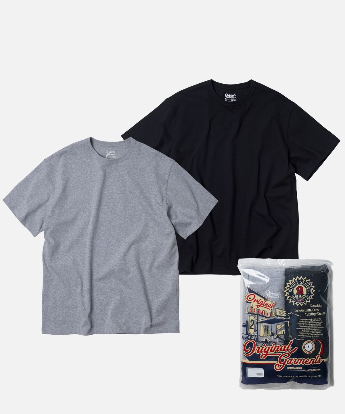 프리즘웍스(FRIZMWORKS) OG ATHLETIC T-SHIRT 2PACK _ GRAY + BLACK