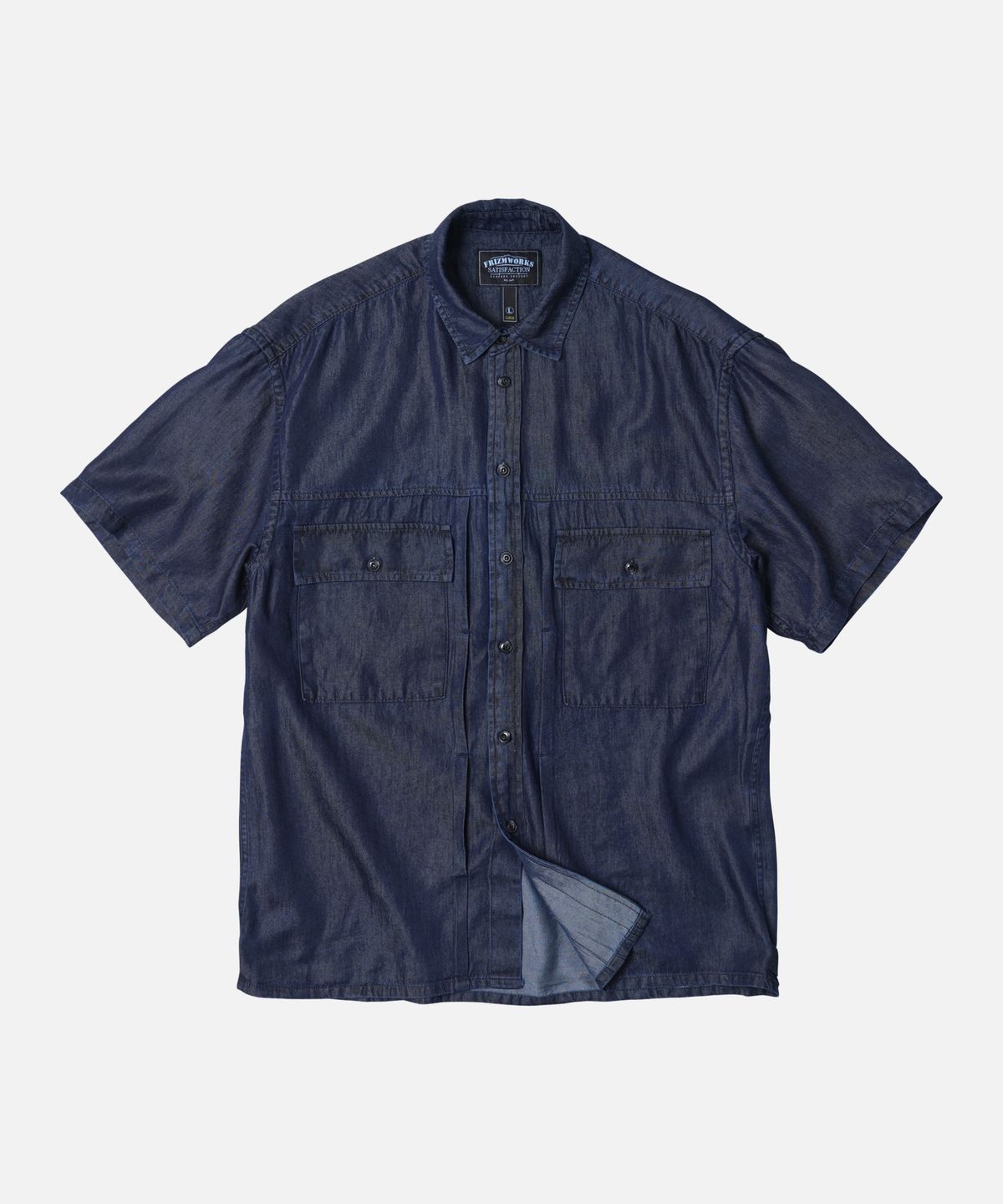 프리즘웍스(FRIZMWORKS) TENCEL DENIM TRUCKER HALF SHIRT _ INDIGO