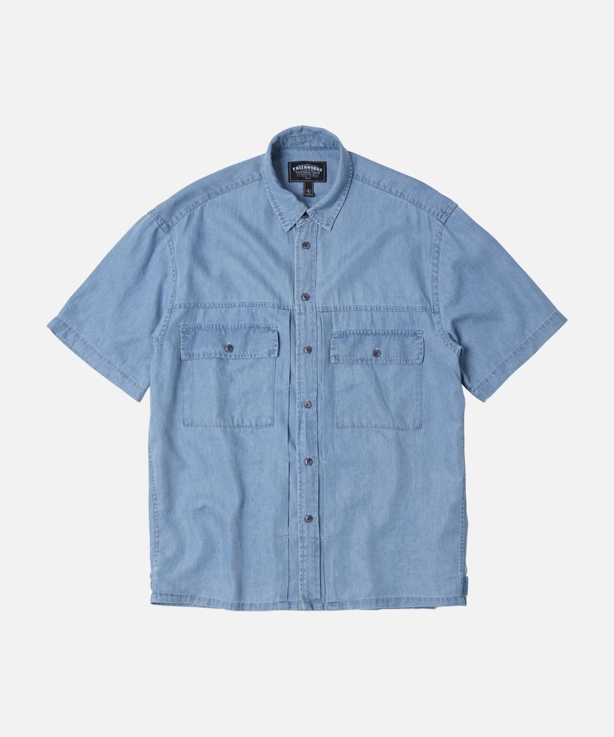 프리즘웍스(FRIZMWORKS) TENCEL DENIM TRUCKER HALF SHIRT _ LIGHT BLUE