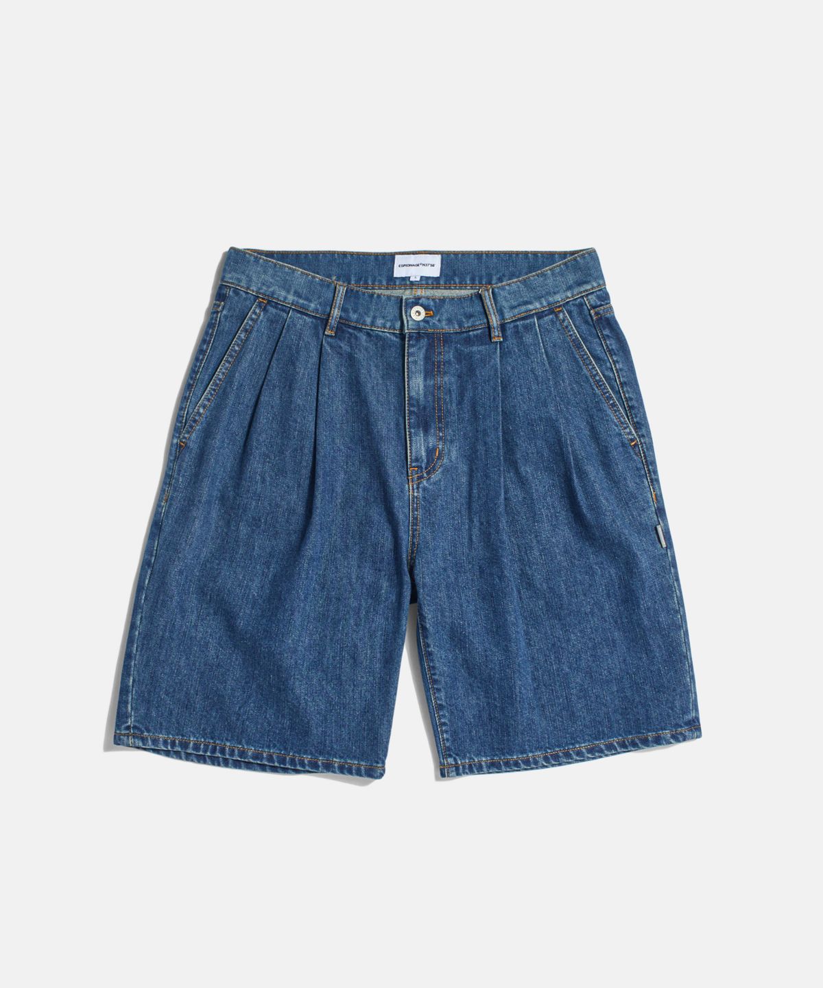 에스피오나지(ESPIONAGE) Double Pleats Denim Shorts Washed Indigo
