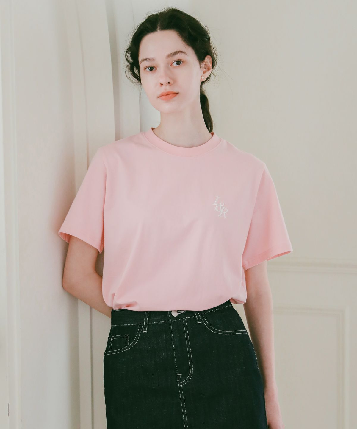 로시로우(LOSSYROW) Signature Logo Half-Sleeve T-shirt Pink