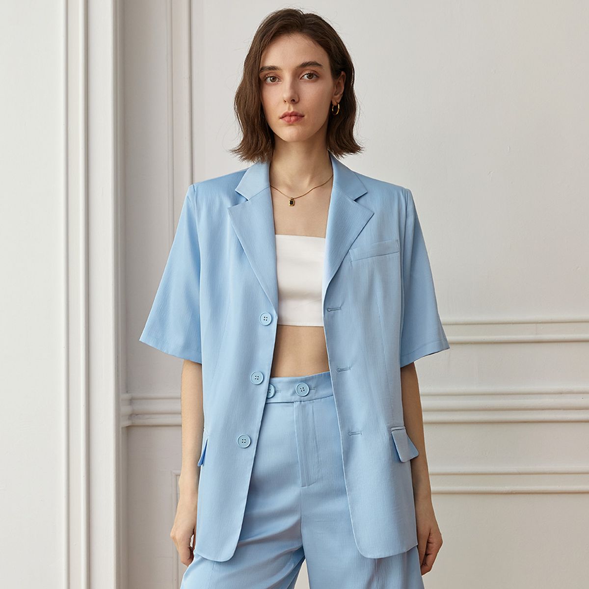 와이와이아이엠(YYIAM) YY_Lovey short suit set_blue jacket
