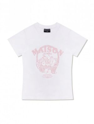 우먼즈 프루츠 스판싱글 저지 반소매 티셔츠 화이트핑크(FCD2TS512W)