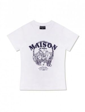 우먼즈 프루츠 스판싱글 저지 반소매 티셔츠 화이트네이비(FCD2TS512W)