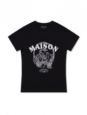 우먼즈 프루츠 스판싱글 저지 반소매 티셔츠 블랙화이트(FCD2TS512W)