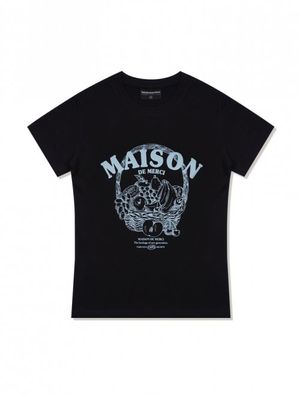 우먼즈 프루츠 스판싱글 저지 반소매 티셔츠 블랙블루(FCD2TS512W)