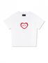 우먼즈 하트 스판싱글 저지 크롭 반소매 티셔츠 화이트레드(FCD2TS515W)
