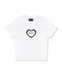 우먼즈 하트 스판싱글 저지 크롭 반소매 티셔츠 화이트블랙(FCD2TS515W)