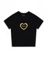 우먼즈 하트 스판싱글 저지 크롭 반소매 티셔츠 블랙옐로우(FCD2TS515W)