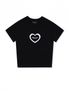 우먼즈 하트 스판싱글 저지 크롭 반소매 티셔츠 블랙화이트(FCD2TS515W)