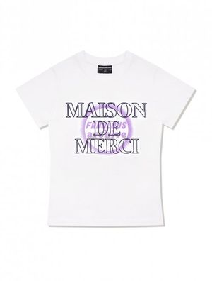 우먼즈 서클 블러 스판싱글 저지 반소매 티셔츠 화이트바이올렛(FCD2TS519W)