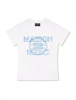 우먼즈 서클 블러 스판싱글 저지 반소매 티셔츠 화이트블루(FCD2TS519W)