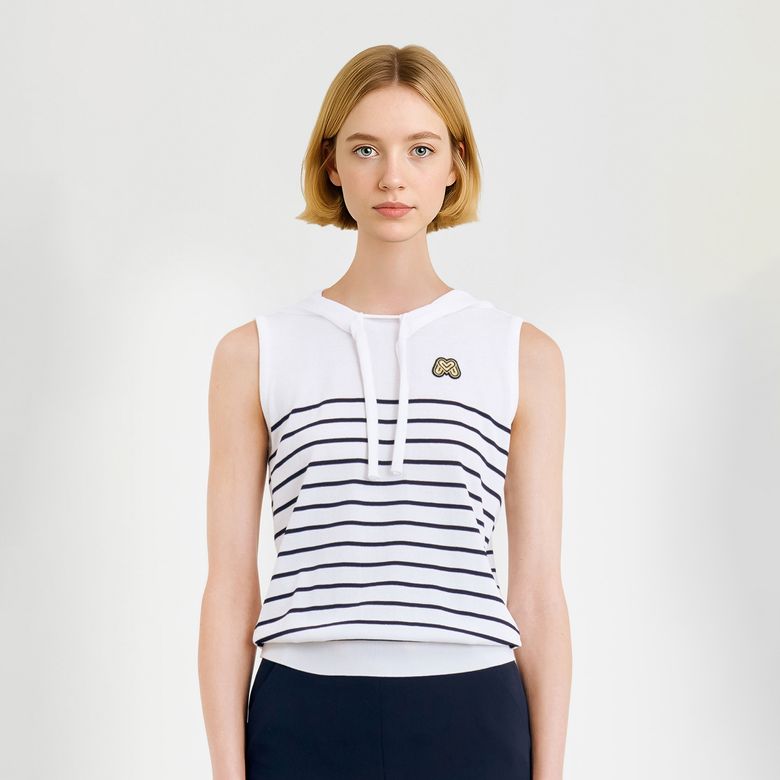Sailor Collar Sleeveless Sweater_White