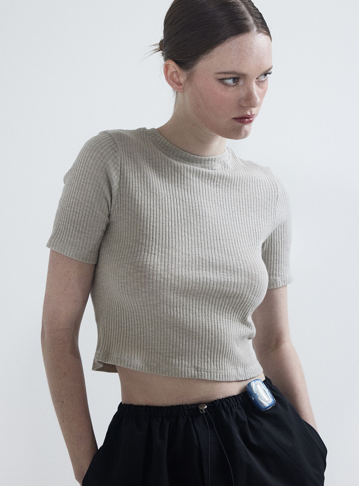 인터레스트(INTEREST) SLUB SHORT T SHIRT_BEIGE