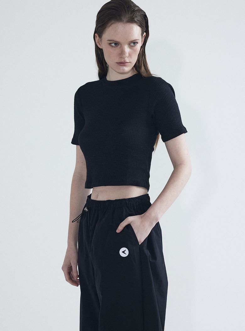SLUB SHORT T SHIRT_BLACK
