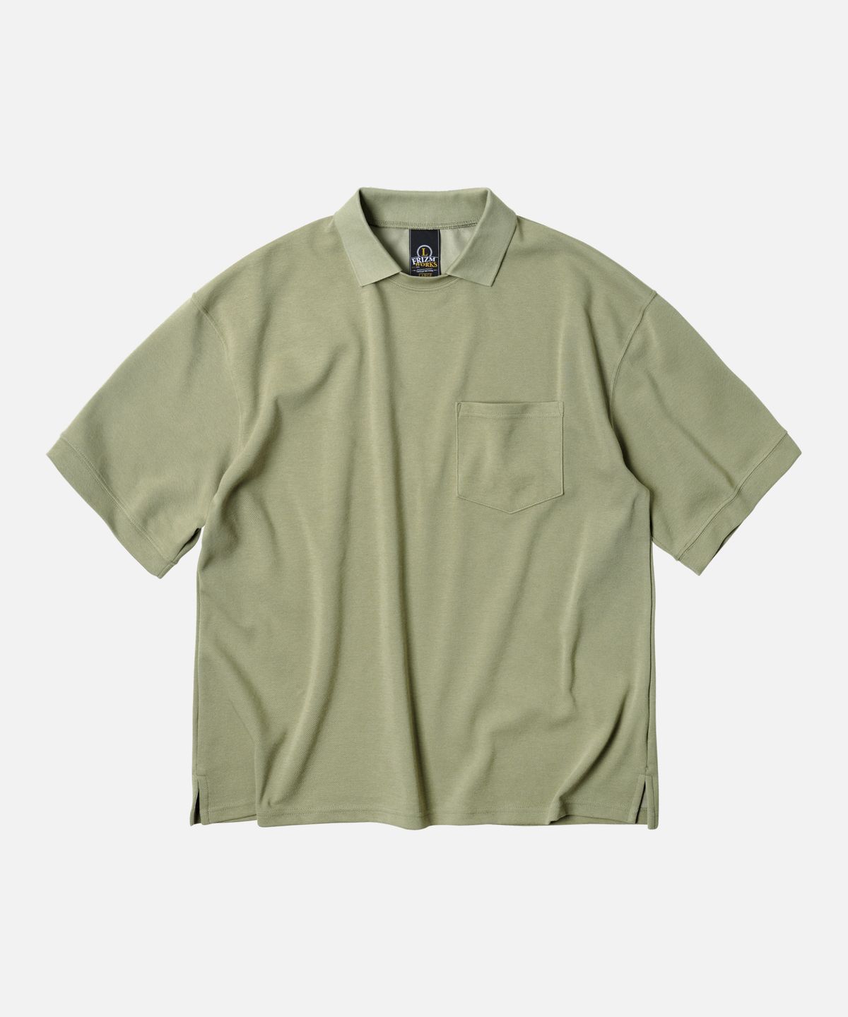 프리즘웍스(FRIZMWORKS) COLLAR LAYERED PIQUE SHIRT _ LIGHT KHAKI