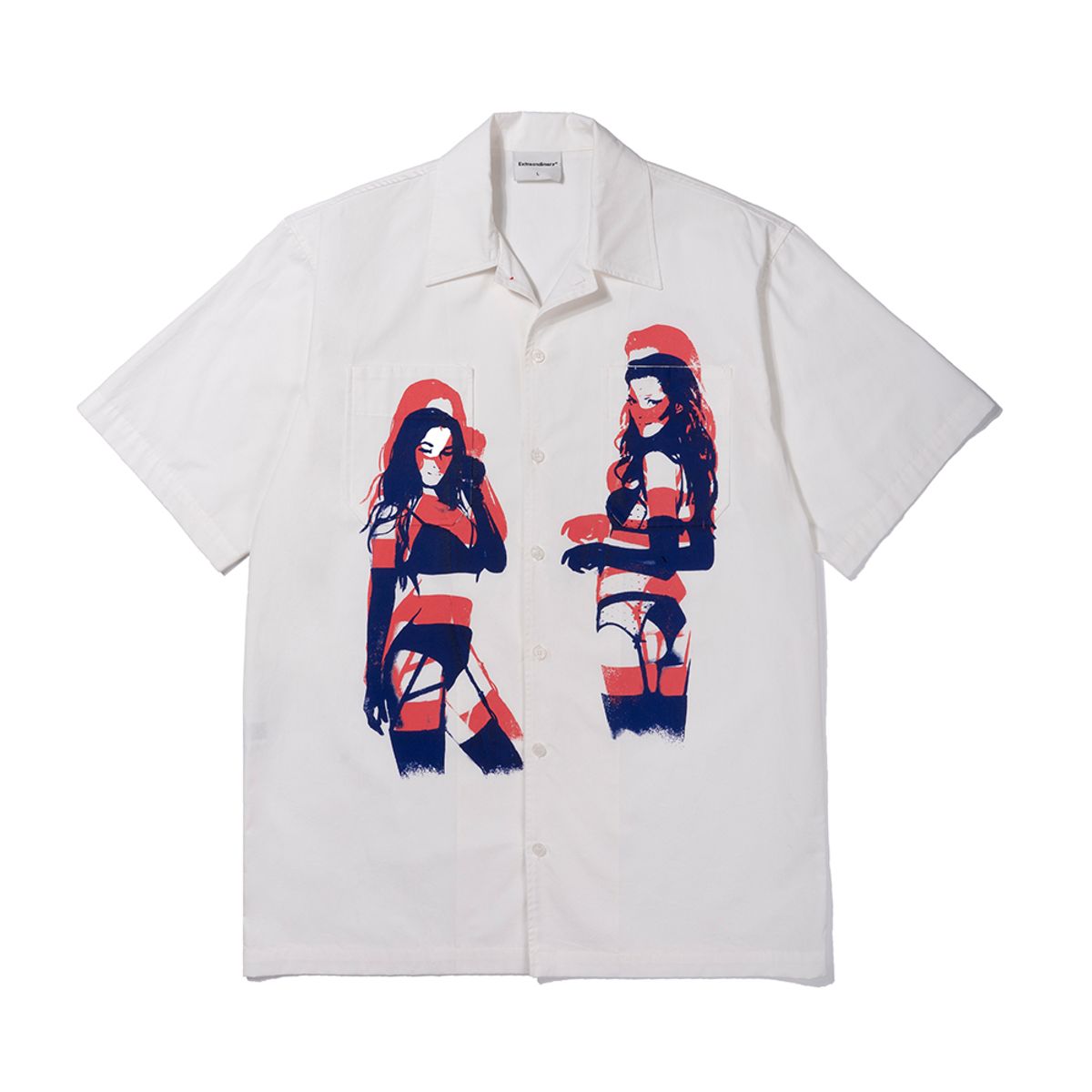 엑스트라오디너리(EXTRAORDINARY) OVER RAY SHORT SL SHIRTS  WHITE