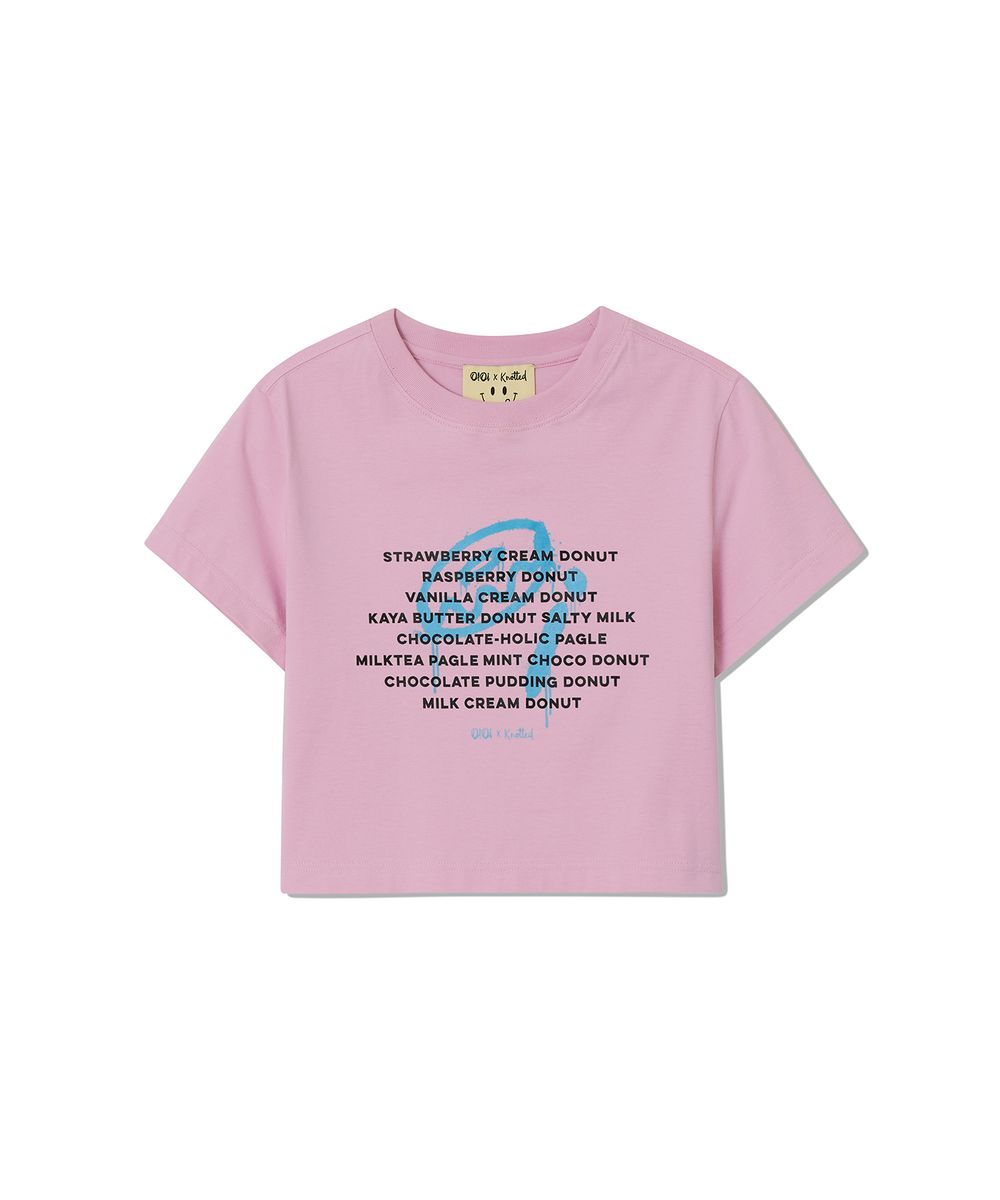 [오아이오아이 X 노티드] DRAWING DONUT CROP T-SHIRTS_PINK