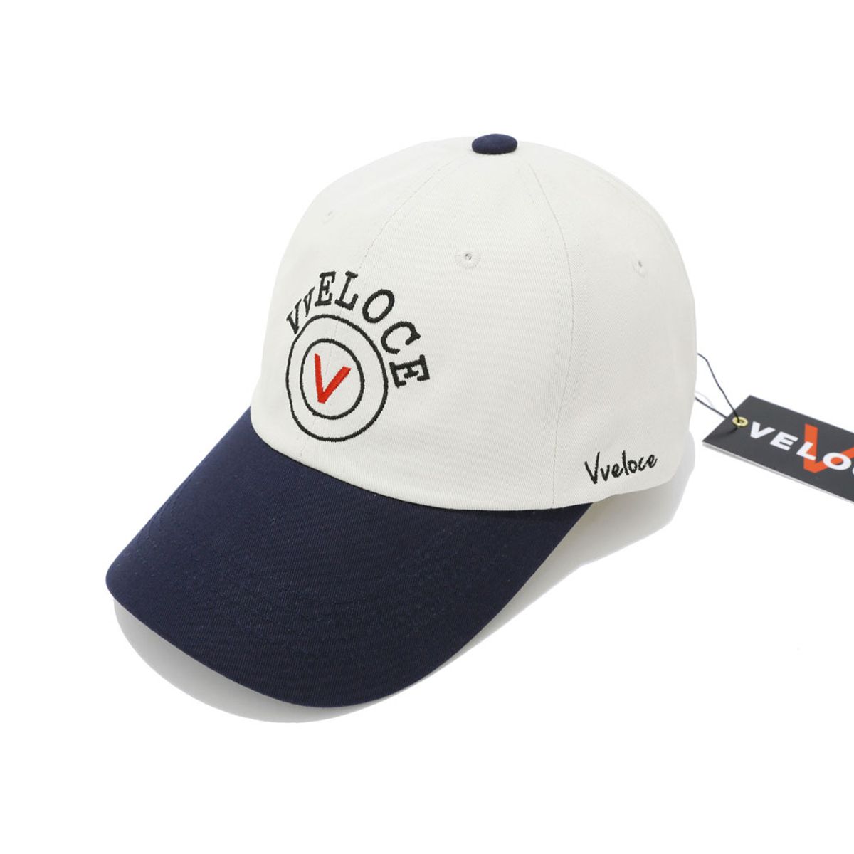 뷔벨로체(VVELOCE) OV 볼캡 소프트핏 아이보리 & 네이비