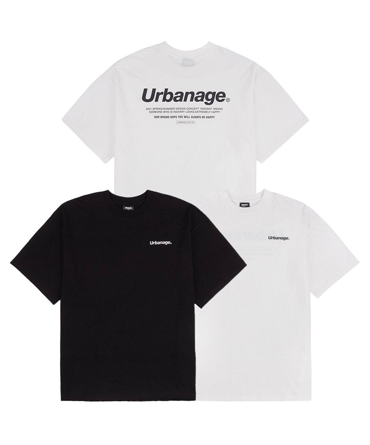 어반에이지(URBANAGE) [2PACK] 베이직 로고 오버 반팔(4 Color)