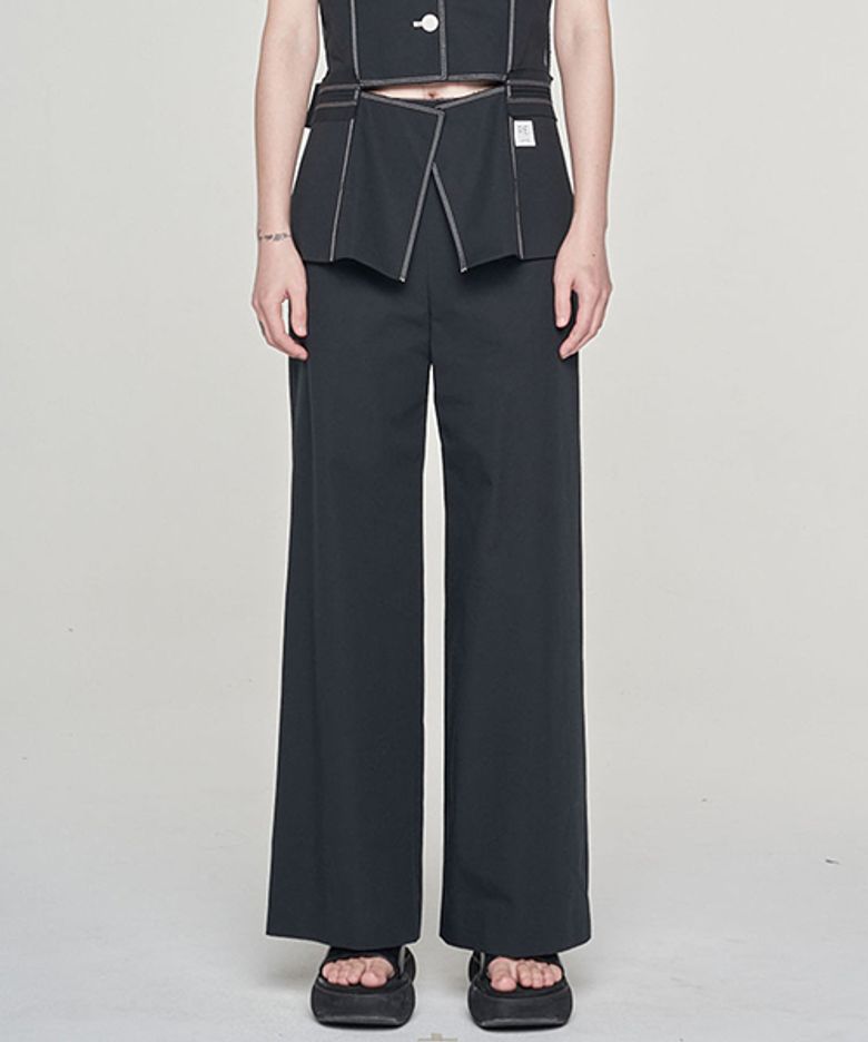 [여성] Two Buttons Linen Wide Pants_RQPAS23546BKX