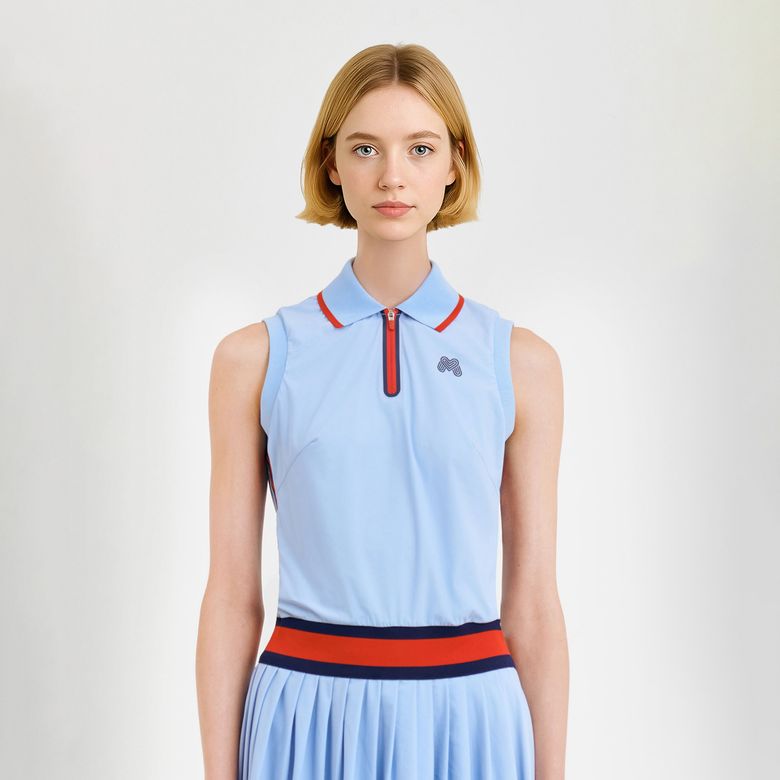 Sleeveless Pleats One-piece_S/Blue