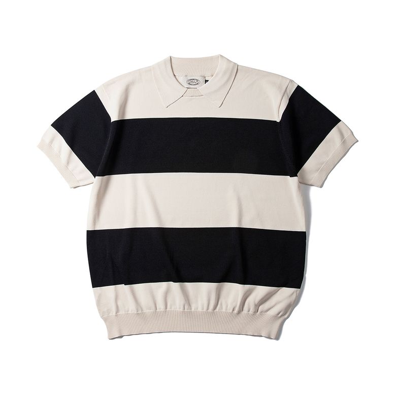 Striped Round Collar Knitwear Black