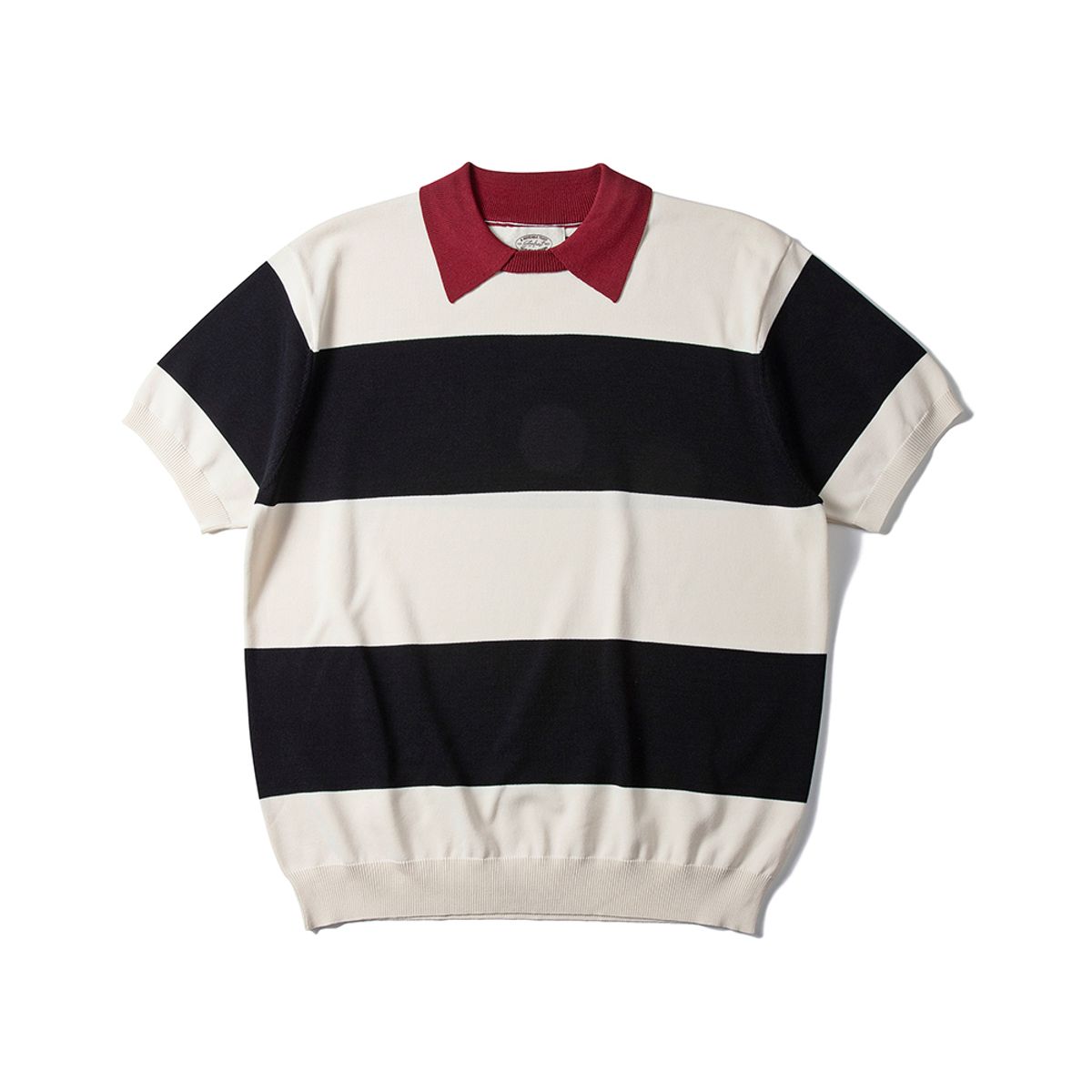 암피스트(AMFEAST) Striped Round Collar Knitwear Black&Burgundy