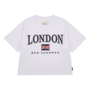 여성 런던 크롭 반팔 티셔츠 셋업 화이트 BNBTS713F