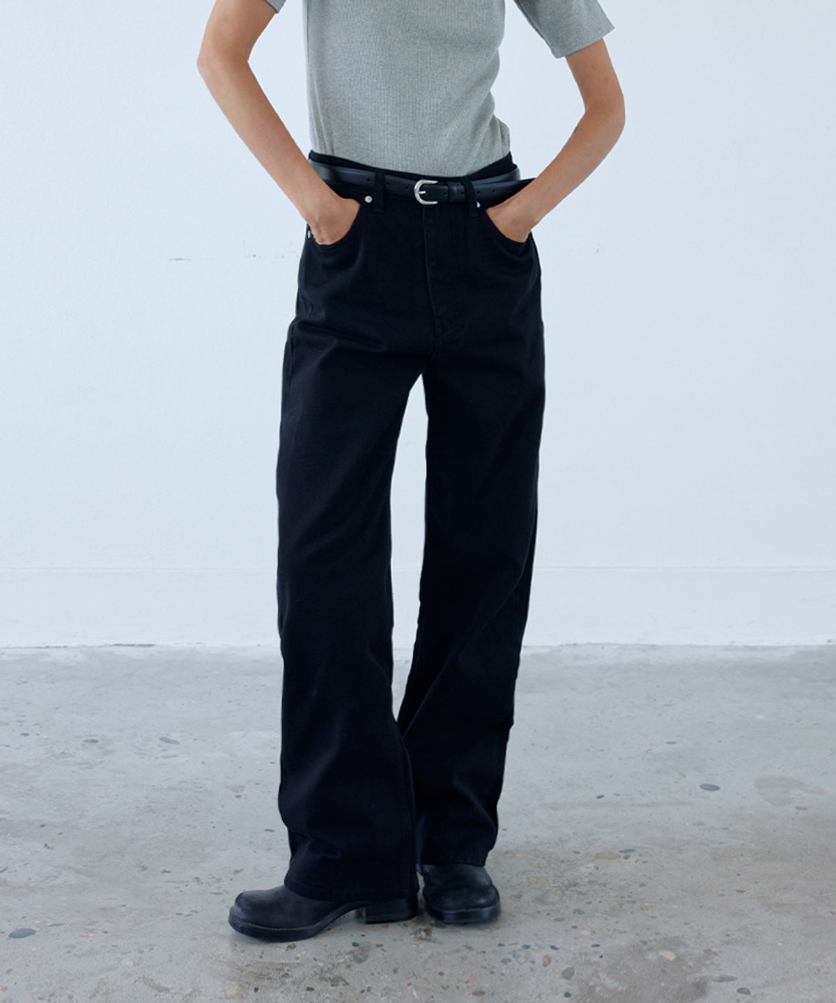 블루브릭(BLUEBRICK) Wide denim (black)