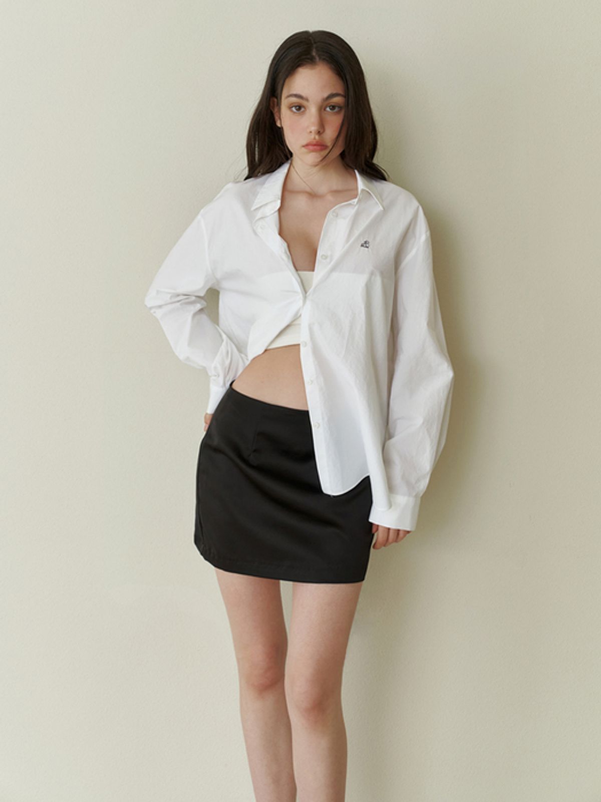 카인더베이비(KINDABABY) Basic satin mini skirt - black