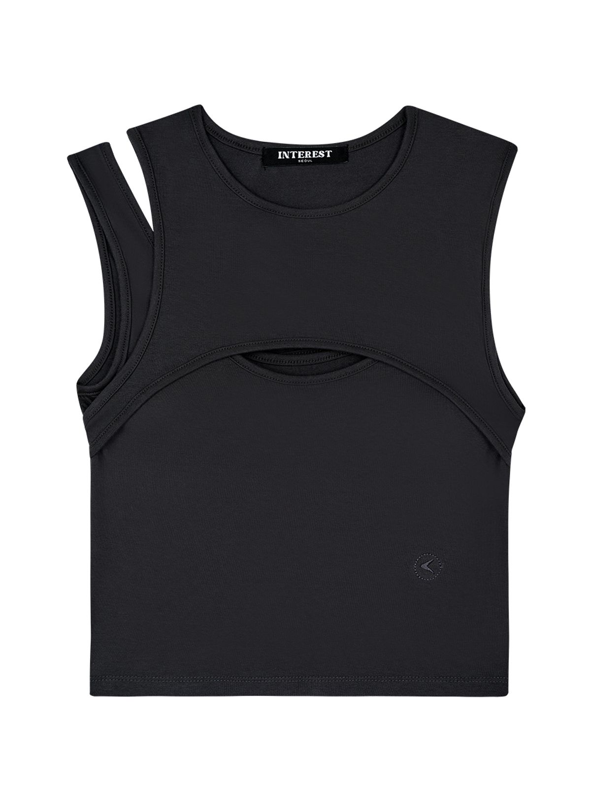 인터레스트(INTEREST) OVERLAP TANK TOP_CHARCOAL