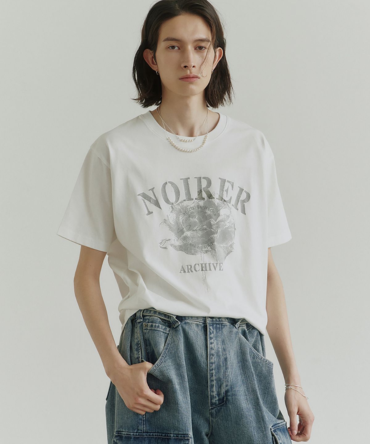 노이어(NOIRER) 아카이브 프린트 티셔츠 (화이트)