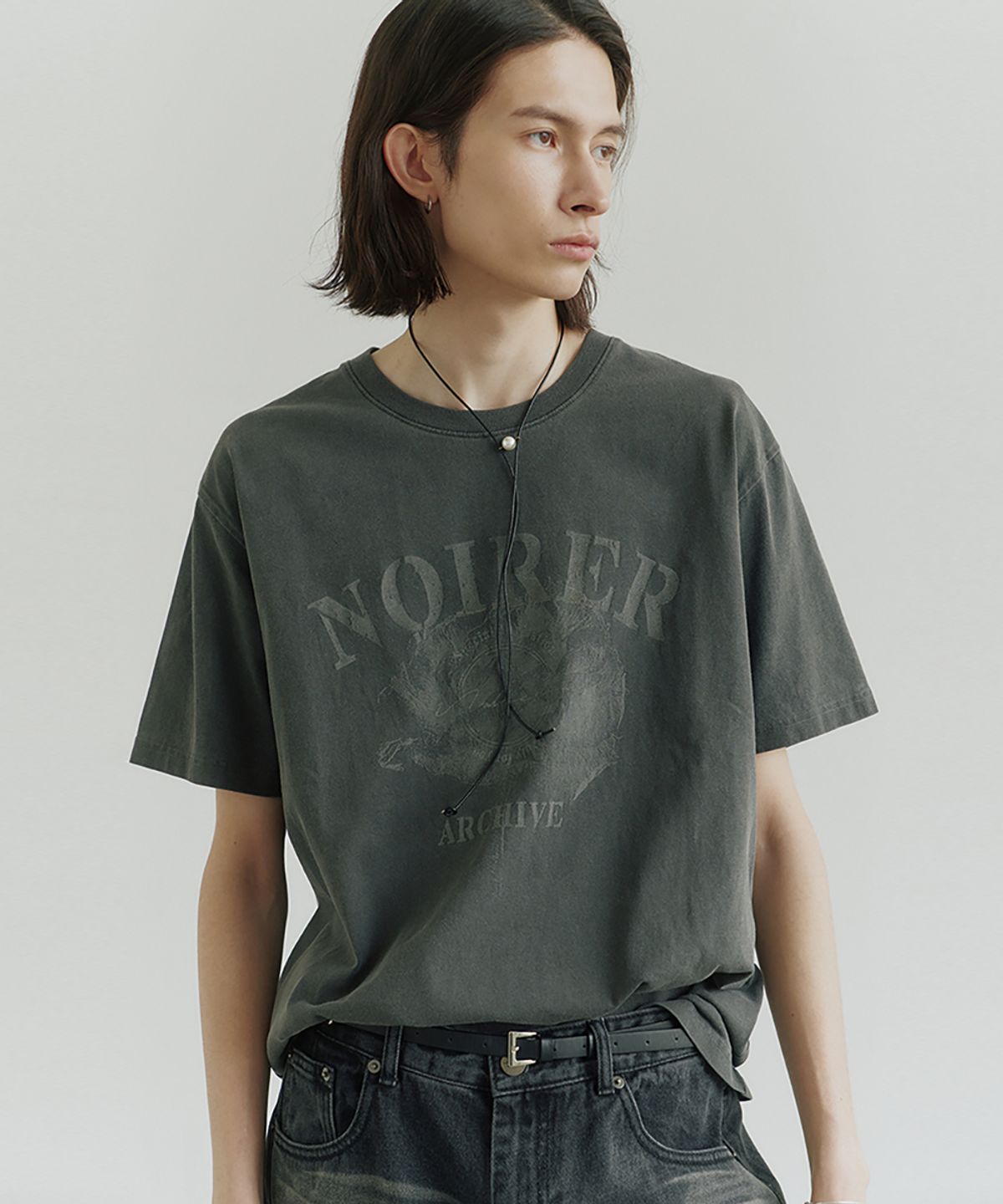 노이어(NOIRER) 아카이브 프린트 티셔츠 (그레이)
