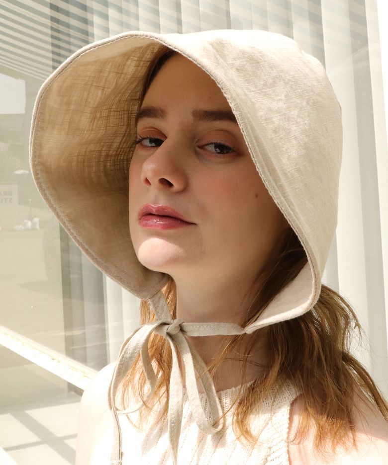 BLOSSOM LINEN BEIGE BONNET HAT
