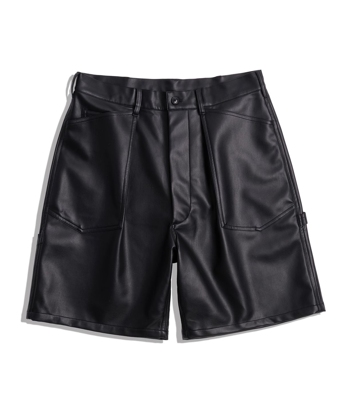 본로우(BONRROW) M-35 Leather Shorts_BK