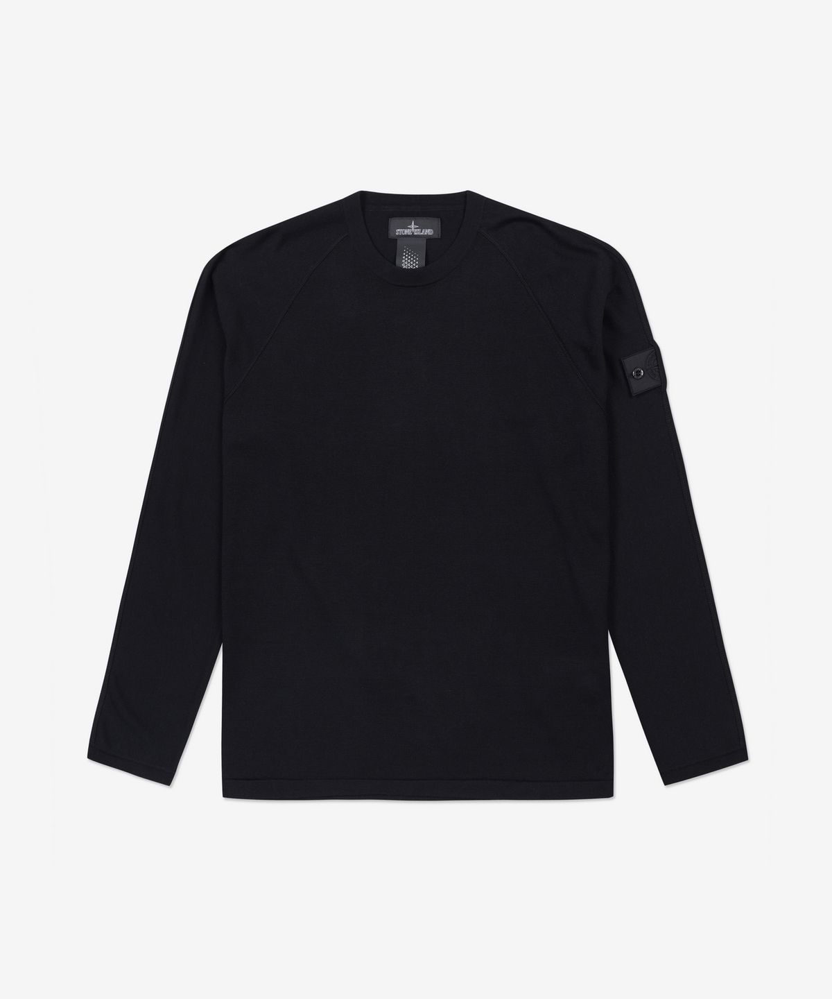 스톤아일랜드(STONE ISLAND) 남성 쉐도우 프로젝트 와펜 패치 라운드 니트 - 블랙 / 77195061SV0029