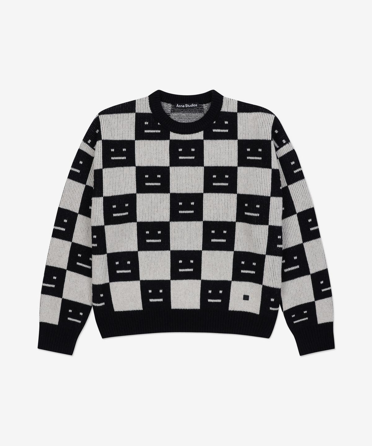 아크네 스튜디오(ACNE STUDIOS) 남성 체커보드 울 니트 - 블랙:오트밀 베이지 / C60055CQK